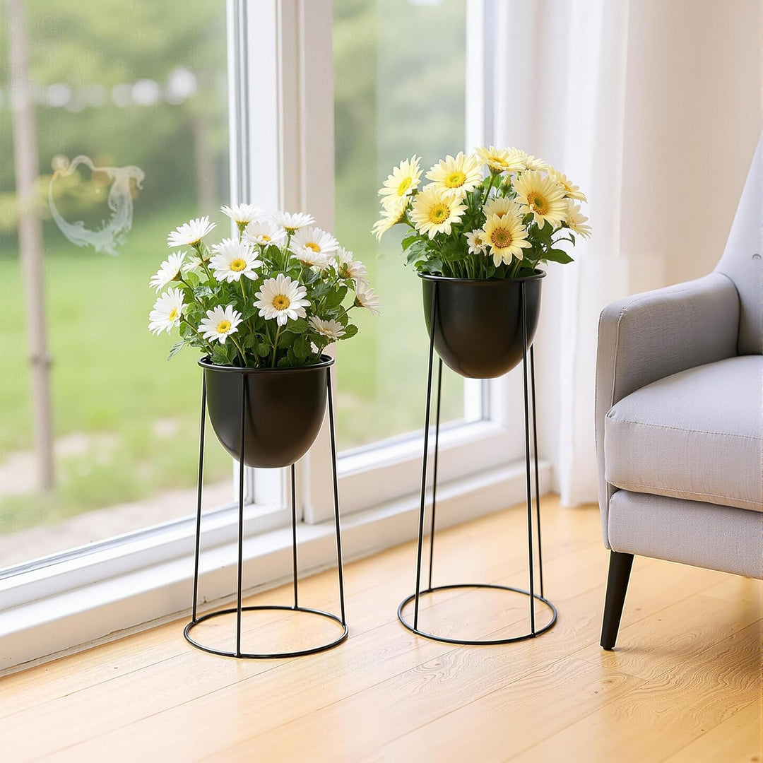 Ribelli Metall Blumentopf Ständer 2er Set φ25/28,5 cm, Blumenhocker mit Übertopf, Blumentreppe Pflan
