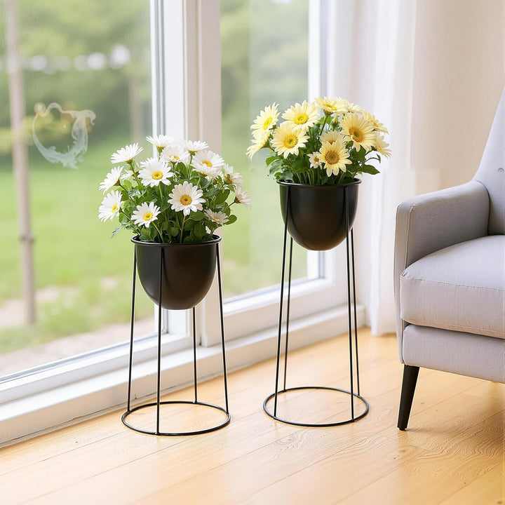 Ribelli Metall Blumentopf Ständer 2er Set φ25/28,5 cm, Blumenhocker mit Übertopf, Blumentreppe Pflan