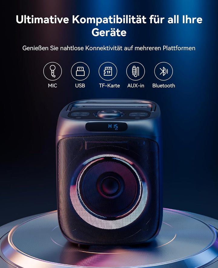 GKS60 Karaoke-Maschine Erwachsene, Bluetooth-Partylautsprecher, 2 Mikrofone