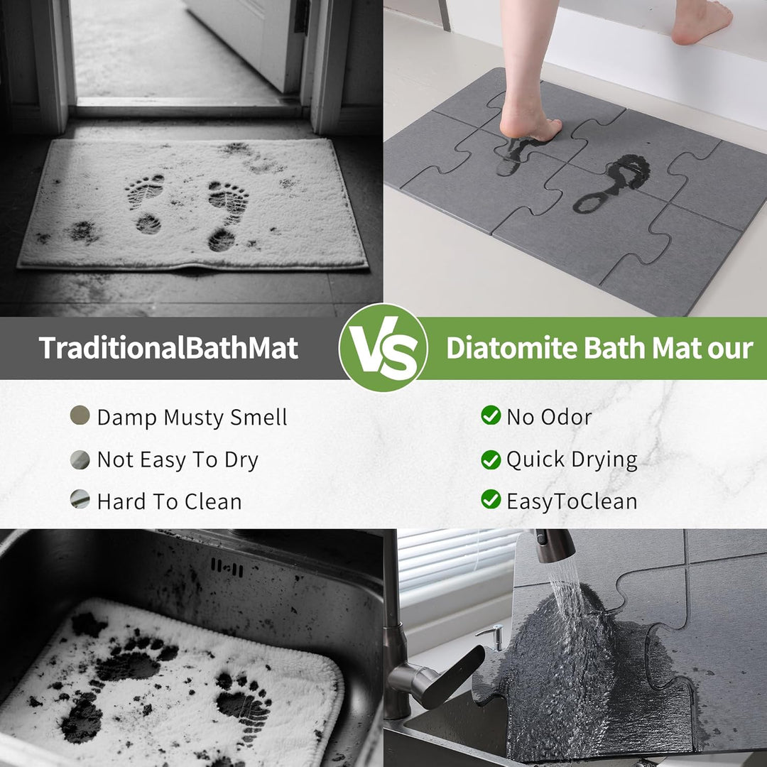 Diatomite Stone Bath Mat - Faltbar Steinmatte Badezimmer - Stein Badematte - Duschvorleger Schnelltr