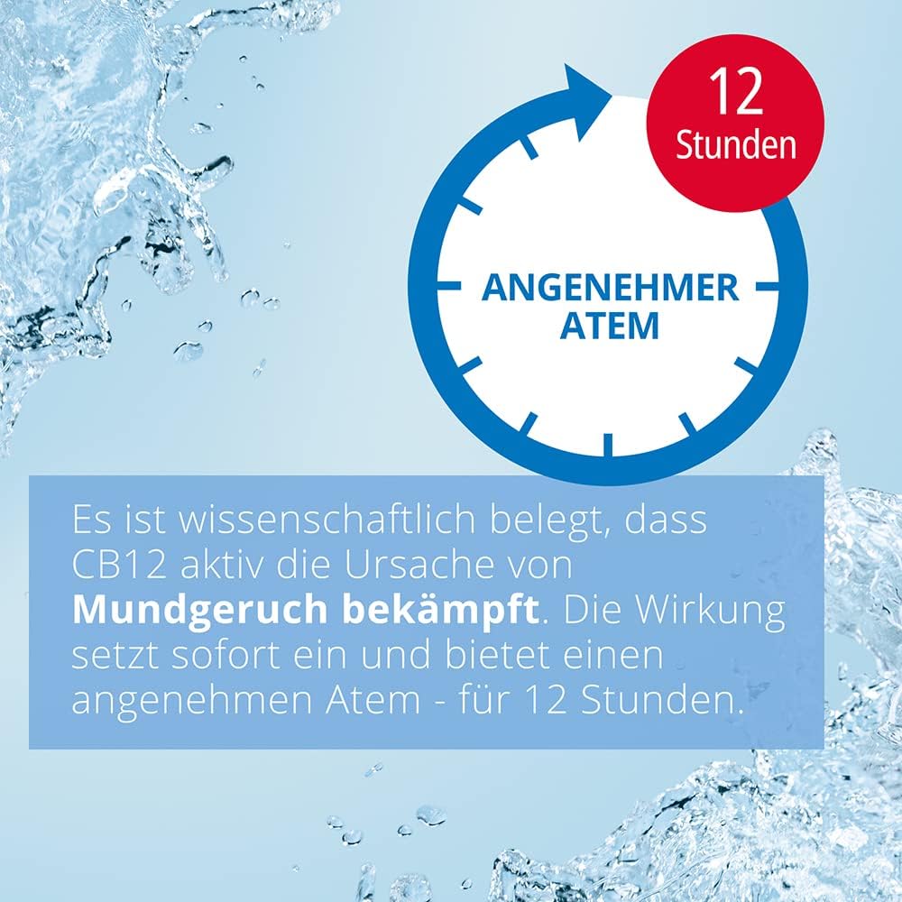 CB12 White – Angenehmer Atem für 12 Stunden und weissere Zähne – 500 ml, Minze, für Mundgeruch Behan