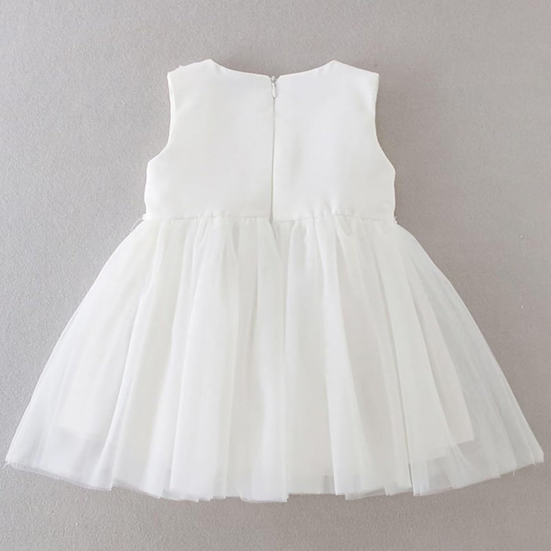 Baby Mädchen Weiss Taufkleid mit Haube Neugeborenen Taufe Kleid Spitzenkleid für Hochzeit Geburtstag