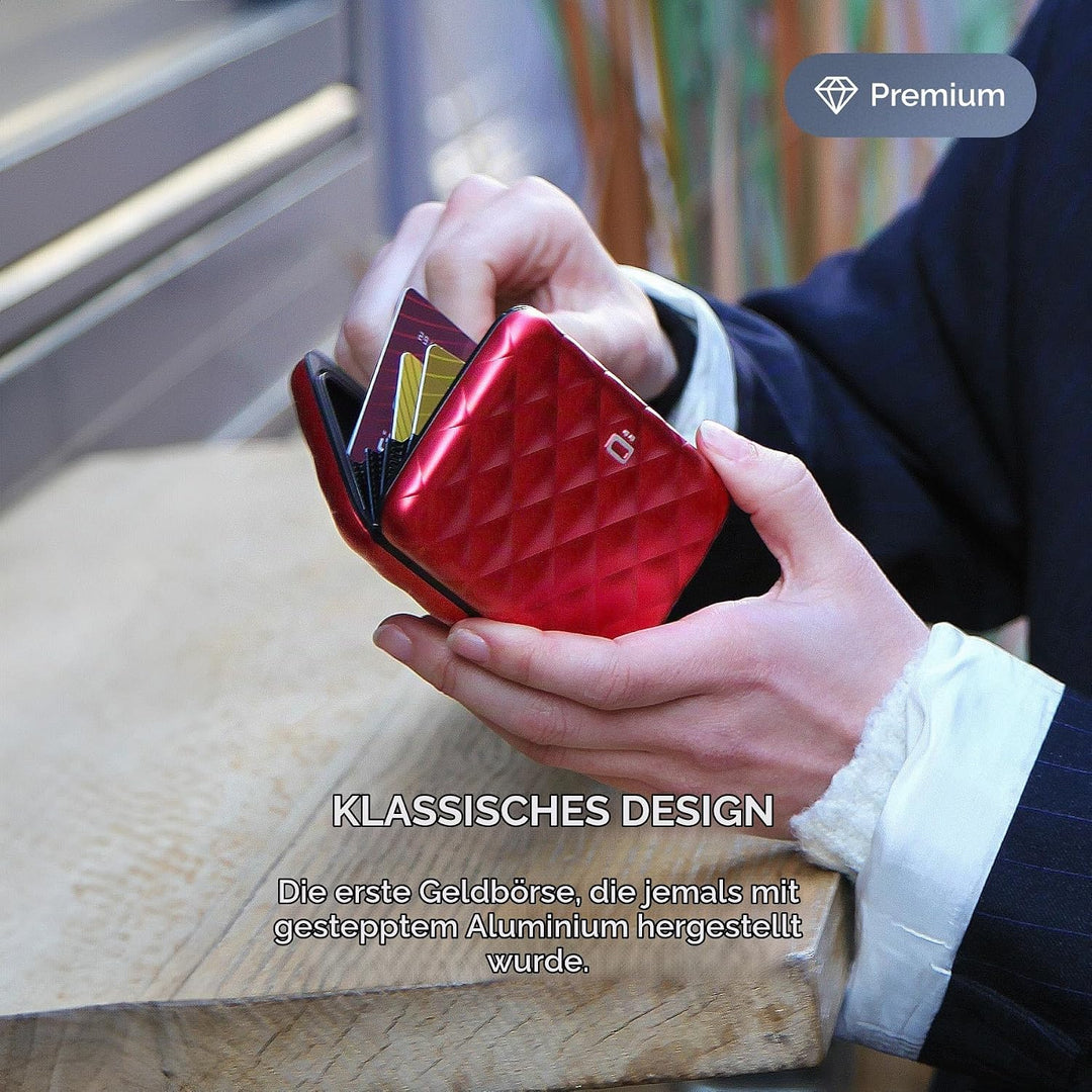 ÖGON Smart Wallets - Aluminium Geldbörse Quilted Button für Damen - RFID-Schutz - Bis zu 10 Karten u
