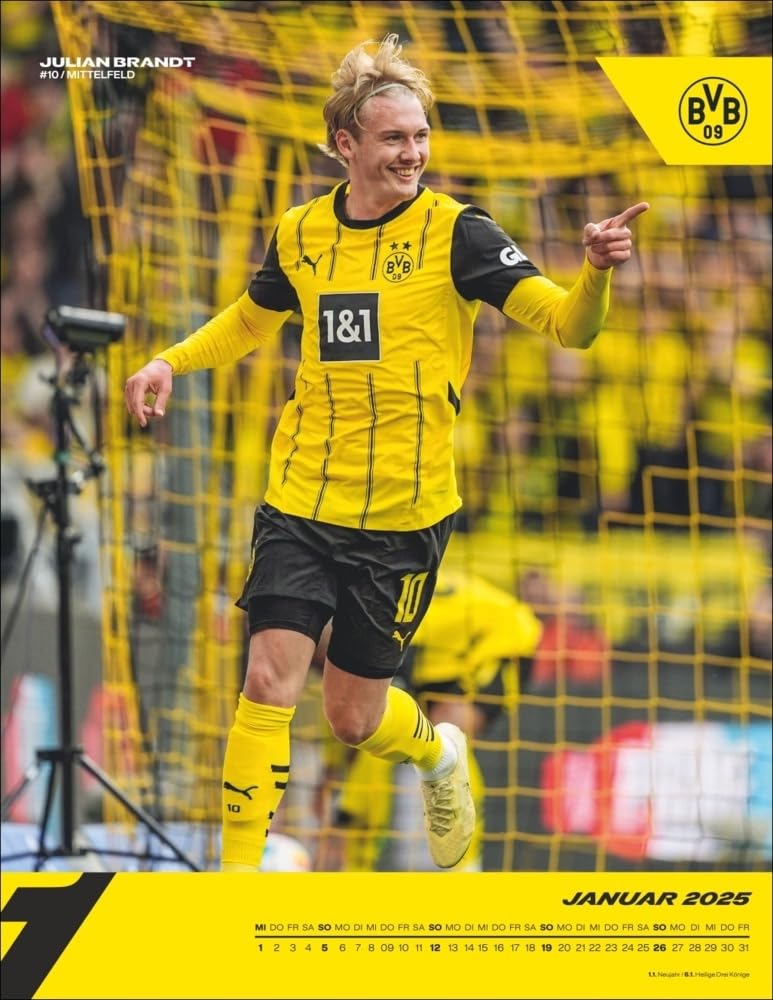 BVB Posterkalender 2025: Jahres-Wandkalender 2025 für Fussballfans. Fotokalender mit den Stars von B