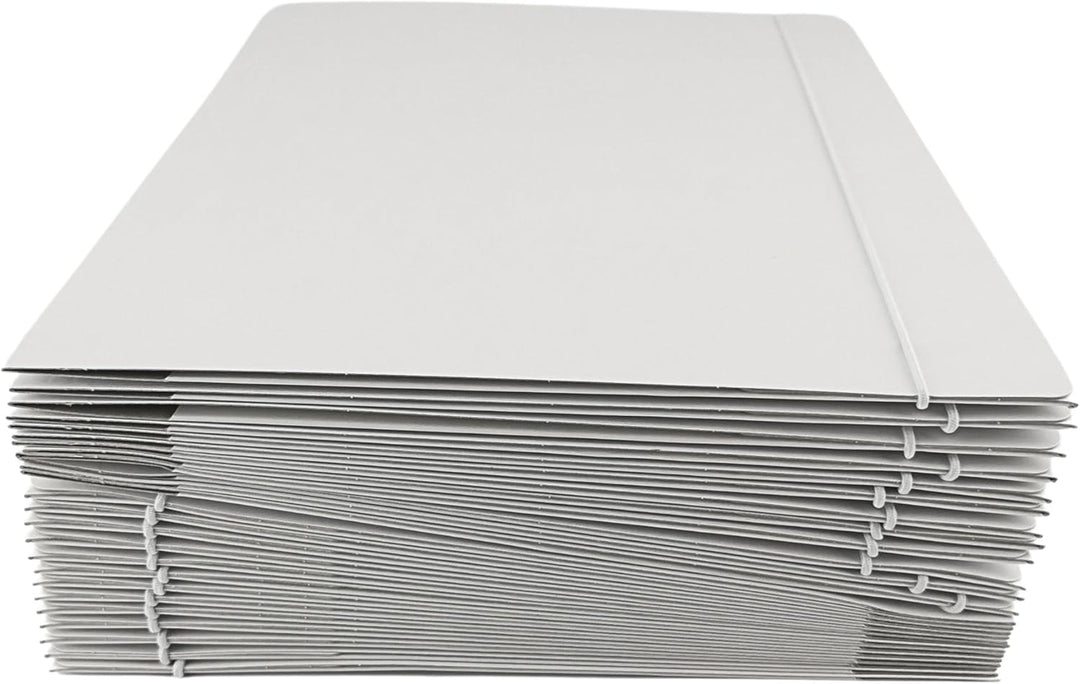 D.RECT 25 Stück Sammelmappe aus Karton | Postmappe | Mappe mit Gummiband für DIN A4 | 3 Klappen 300g