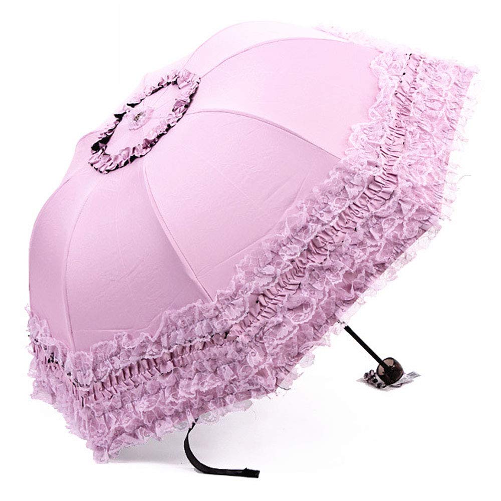 YUEHUA Prinzessin spitze vintage spitze uv sonnenschirm falten 3d blume stickerei regenschirm 3 falt