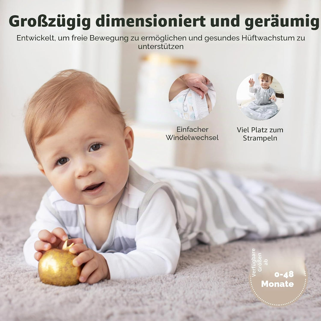 Mama Cheetah Baby Schlafsack, Bio-Baumwolle, Tragbare Babydecke, Schlafsack mit 2-Wege-Reissverschlu