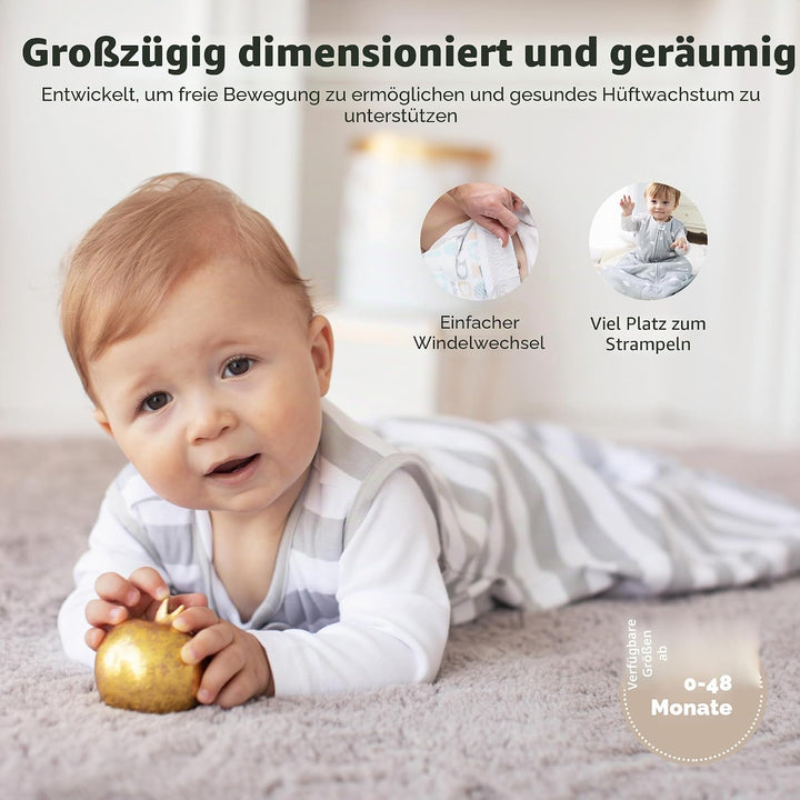 Mama Cheetah Baby Schlafsack, Bio-Baumwolle, Tragbare Babydecke, Schlafsack mit 2-Wege-Reissverschlu