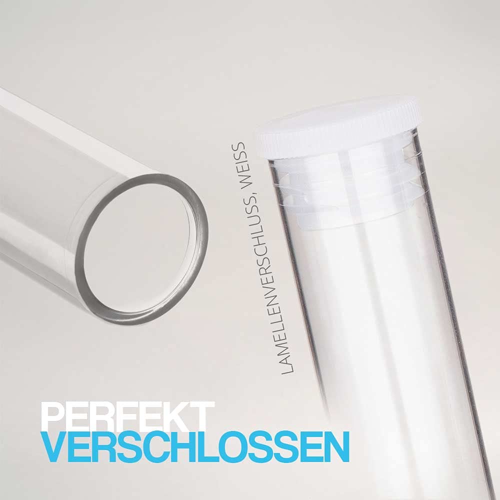 Tuuters 100x Kunststoff Reagenzgläser mit Korken, Kunststoffröhrchen, zylinderförmig, 23ml (75 x Ø23