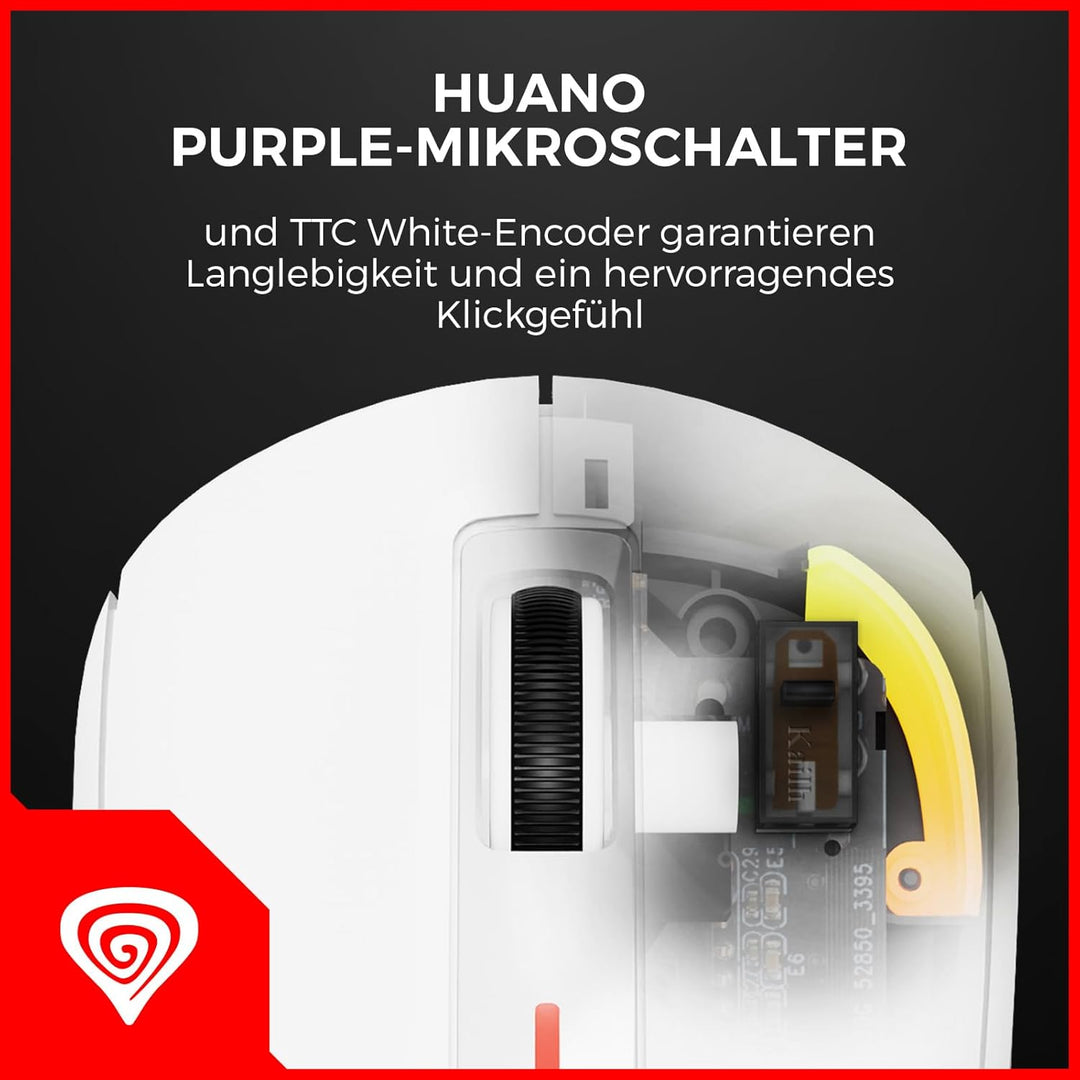 Genesis Zircon XIII Custom Wireless Gaming Maus Weiss, Hot-Swap Switches, Pixart PAW3395 26000 DPI,