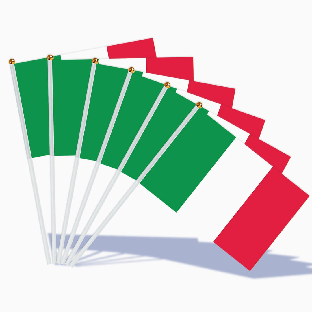 AhfuLife Klein Italien Flagge für Olympische Deko 2024, 100 Stück Italienische Mini Handgehaltene Fl