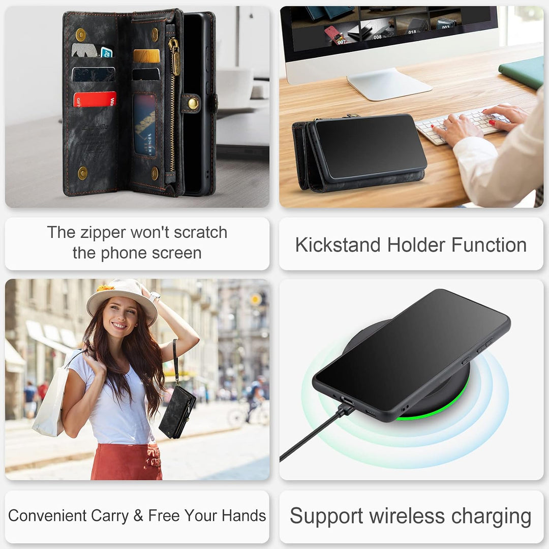UFinetech 2-in-1 Samsung Galaxy S21 Ultra Hülle Tasche TPU Leder Handy Flip Magnetische mit Ständer