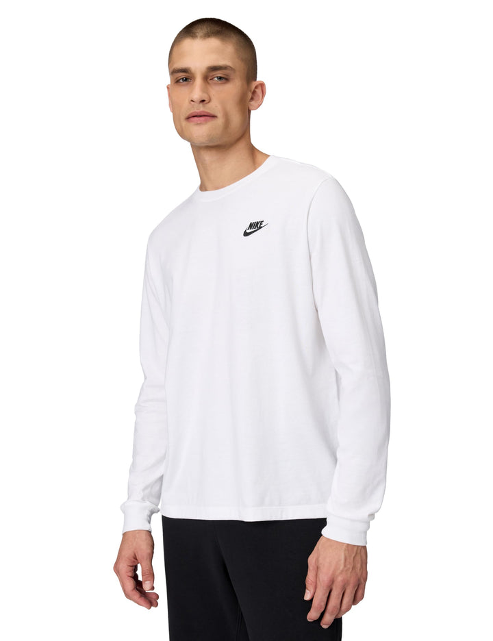 Nike Herren M NSW CLUB TEE - LS Langarm T-shirt XS Weiss / Schwarz, XS Weiss / Schwarz
