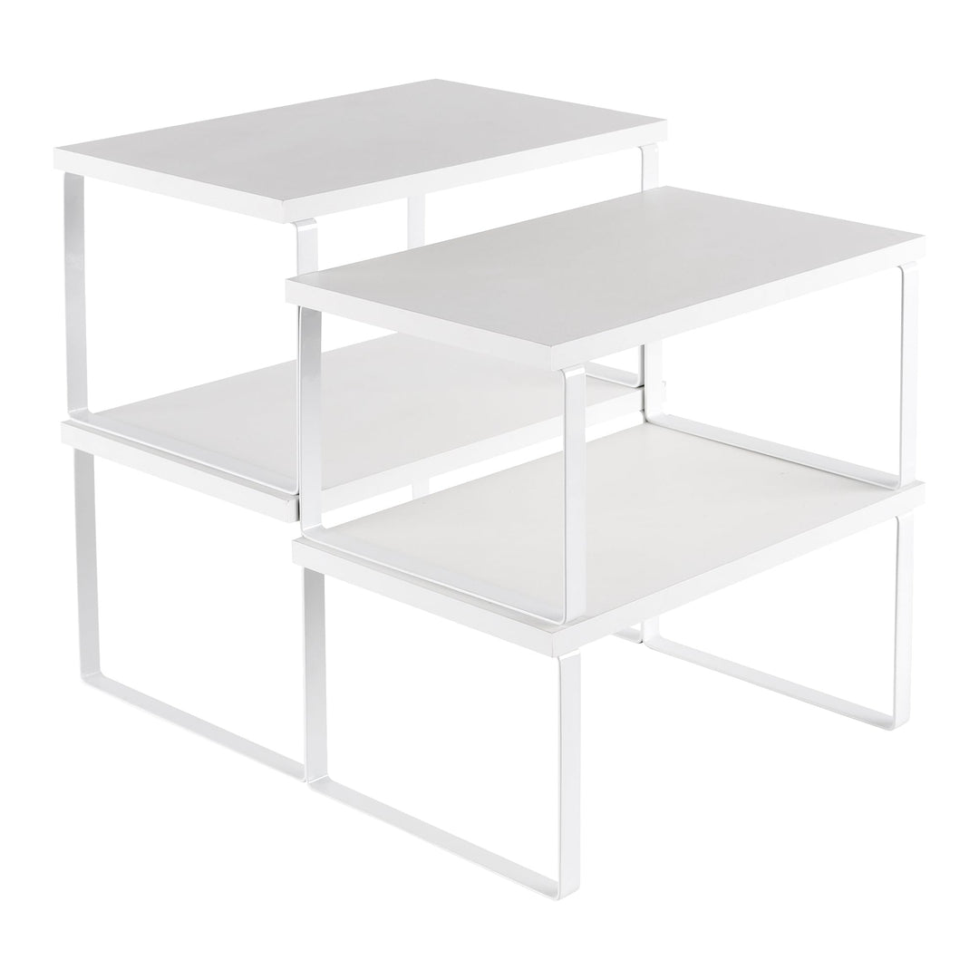 Gewürzregal 4er Set, Küchenregal Arbeitsplatte Weiss, Rechteckig Schrankregal Thekenregal Holz Regal