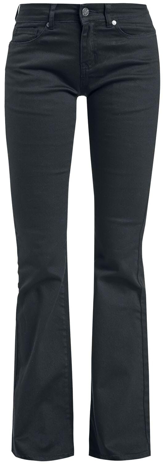 Black Premium by EMP Damen Schwarze Schlichte Basic Jeans mit Schlag aus festem Denimstoff M Schwarz