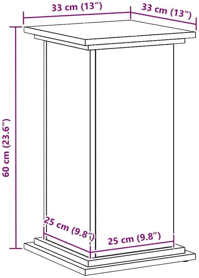 vidaXL Pflanzenständer Schwarz Eichen-Optik 33 x 33 x 60 cm, Garten und Terrasse, moderner Pflanzens