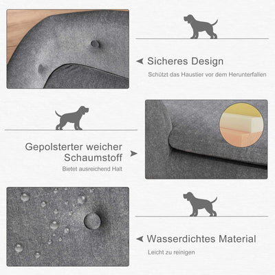 PawHut Haustiersofa Hundematte Hundebett Hundesofa Hundecouch Katzen Sofa mit Kissen Rückentasche Pl