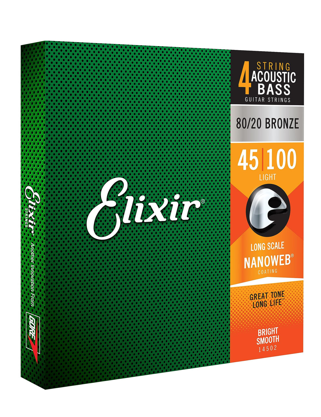 Elixir® Saiten 80/20 Bronze-Akustik 4-str. Basssaiten mit NANOWEB® Beschichtung, Long Scale, Light (