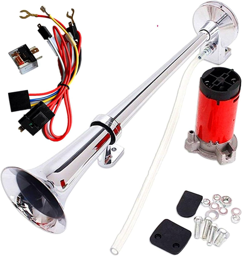 YIYDA Air Horn 12 V, 150 dB,Autohupe，Doppel-Drucklufthorn, 45 cm, Chrom/Zink, mit Kompressor, für al