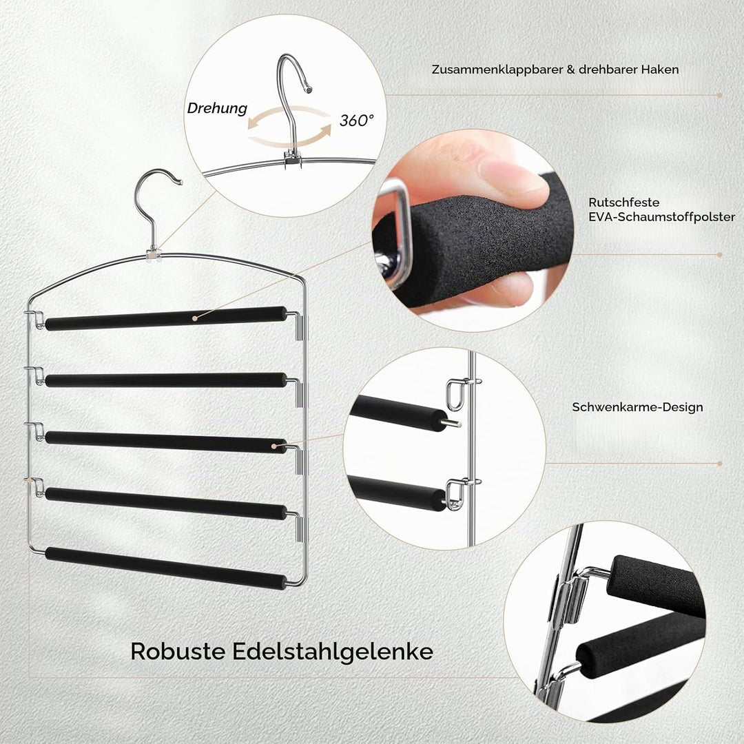 Housolution 35 cm Platzsparend Hosenbügel, 2 Stück Metall Hosenbügel | Kleiderbügel mit Rutschfester