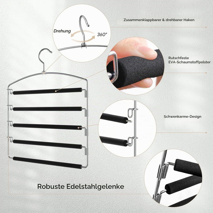 Housolution 35 cm Platzsparend Hosenbügel, 2 Stück Metall Hosenbügel | Kleiderbügel mit Rutschfester