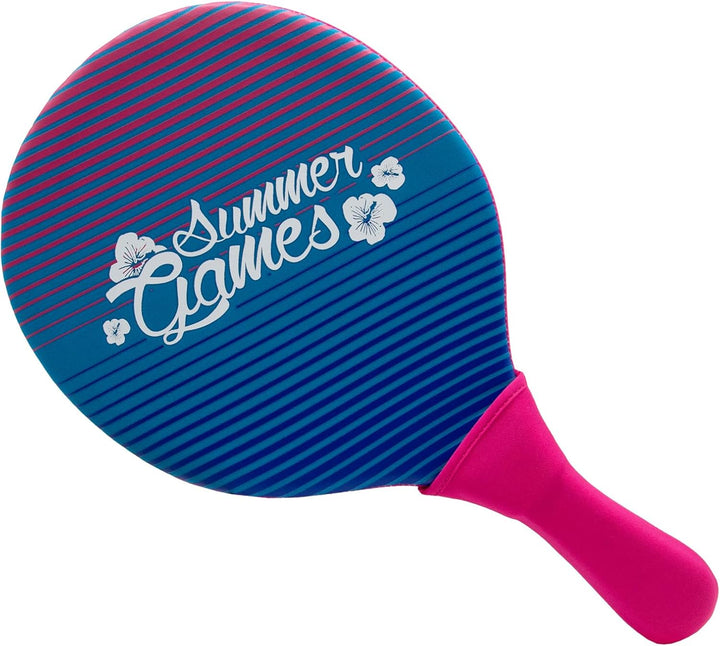 SUMMER GAMES Neopren Beach-Ball-Set, 2 Schläger (22 x 39 cm) und 2 Bälle, mit Tragenetz, für Strand