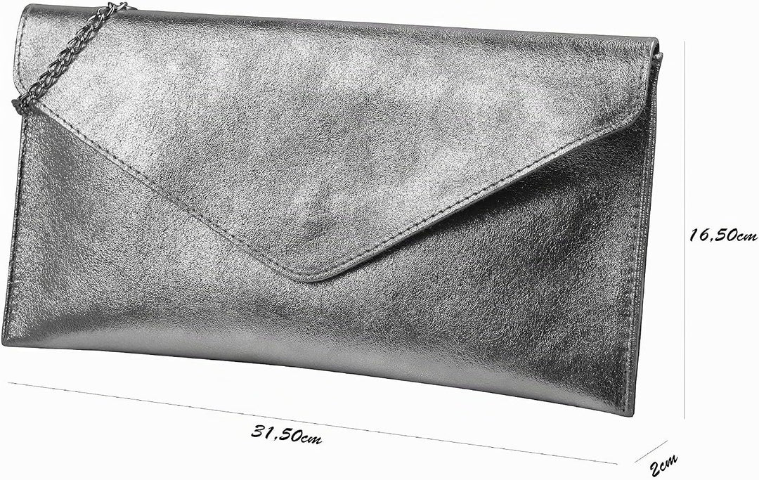 SH Leder Echtleder Clutch Umhängetasche kleine Tasche Abendtasche in Wildleder oder Metallic 31,5x16