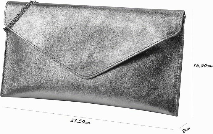 SH Leder Echtleder Clutch Umhängetasche kleine Tasche Abendtasche in Wildleder oder Metallic 31,5x16