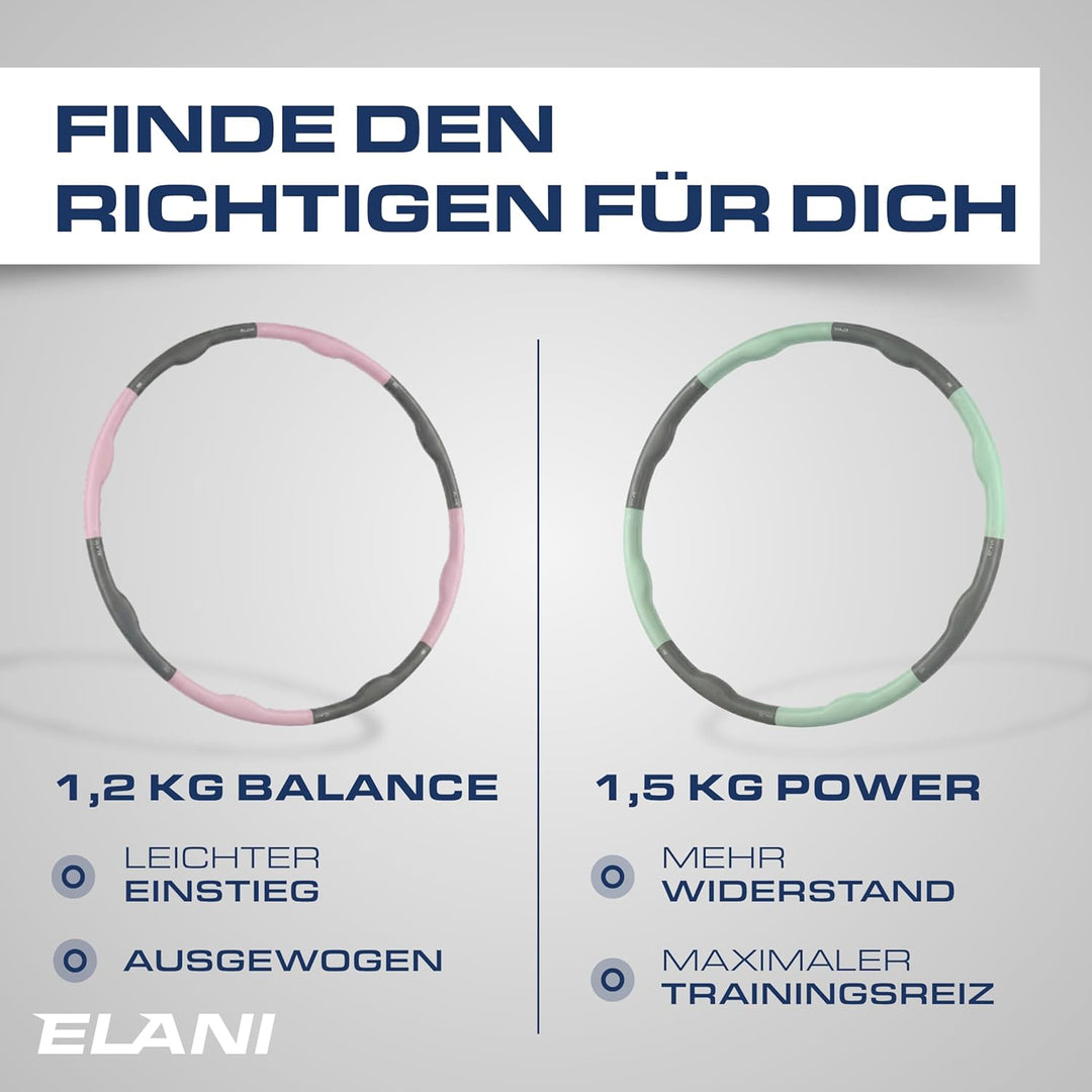 ELANI Hula Hoop Reifen Erwachsene - 90cm Durchmesser, mit Wellenform und Trainingsguide, indiv. anpa