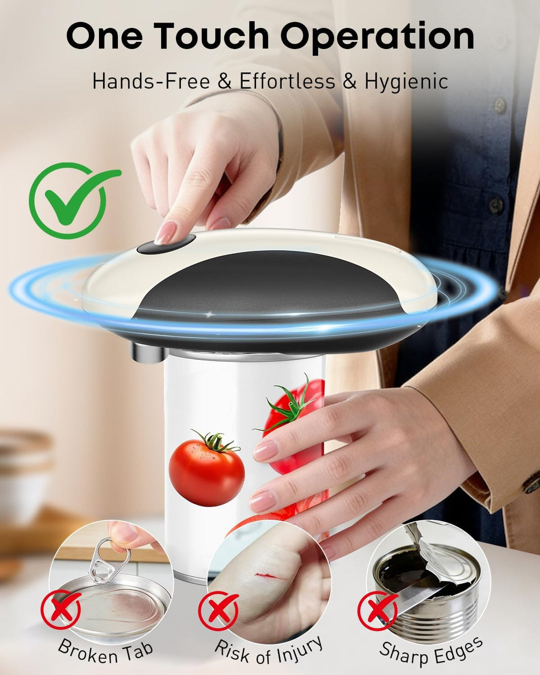Pawfly Elektrischer Dosenöffner mit Akku und magnetischem Deckelhalter, One-Touch automatischer kabe