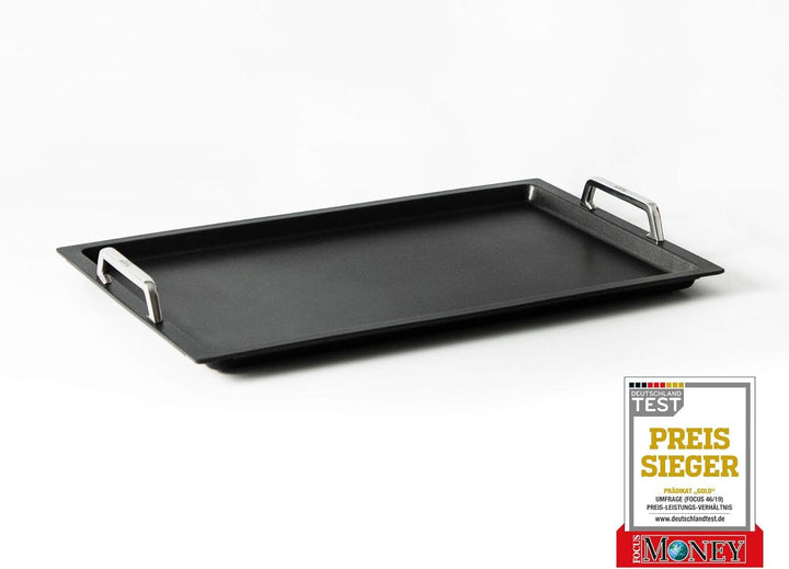 AMT Gastroguss Klaus grillt Gastronorm - Grillplatte GN 1/1 by, 53 x 33 cm, 2 cm tief, mit Edelstahl