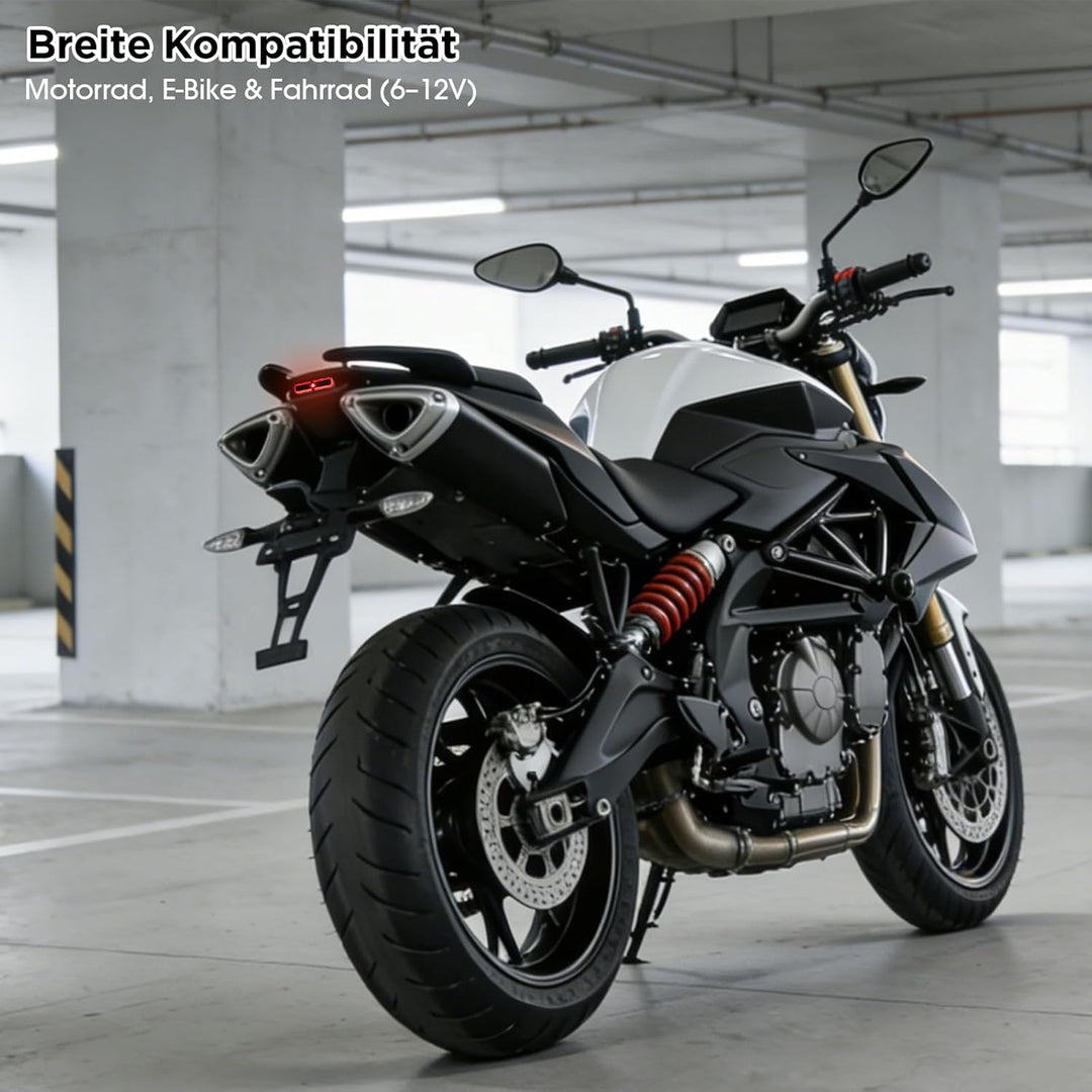 evermotor Mini LED Rücklicht Motorrad mit Bremslicht, 6-12V, M19 E-zertifiziert, IP67 Wasserdicht, 9