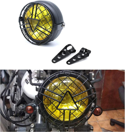 evomosa Universal Motorrad Frontscheinwerfer, 6'' Halogen Scheinwerfer mit Lampenschirmabdeckung Ret