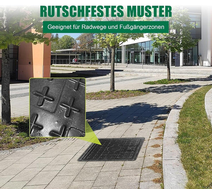 GFK-Schachtabdeckung mit Rahmen Griff 450x450 mm A15 Schachtdeckel Kanaldeckel Revisionsschacht für