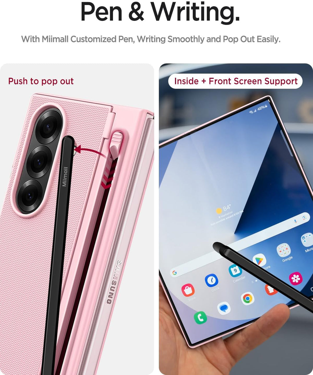 Miimall Kompatibel mit Samsung Galaxy Z Fold 7 Hülle mit S-Pen & Stifthalter, [HD Displayschutz] Ult
