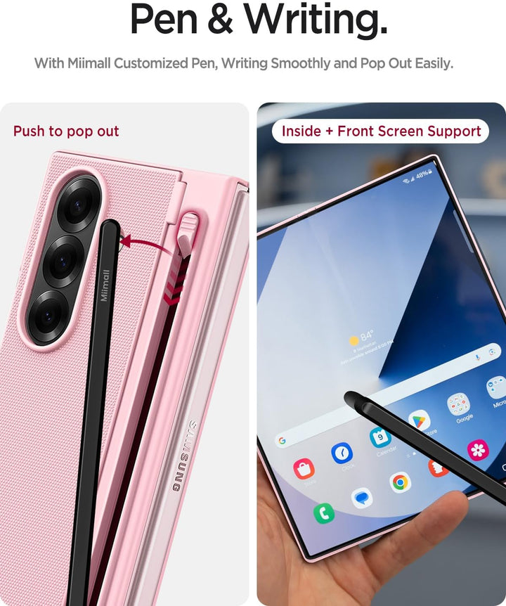 Miimall Kompatibel mit Samsung Galaxy Z Fold 7 Hülle mit S-Pen & Stifthalter, [HD Displayschutz] Ult