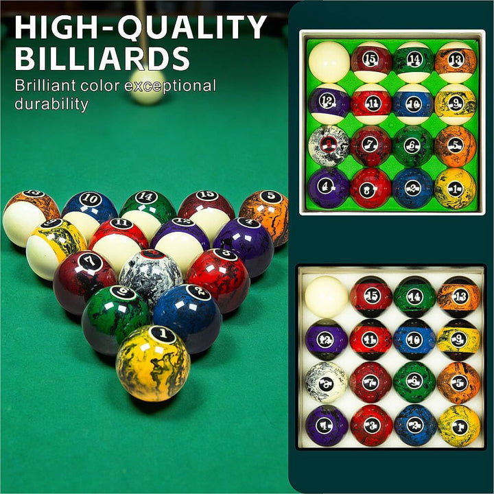 Premium 57mm Pool Ball Set - Durable Resin Billiard Balls Set for Professional & Home Game Rooms Sch