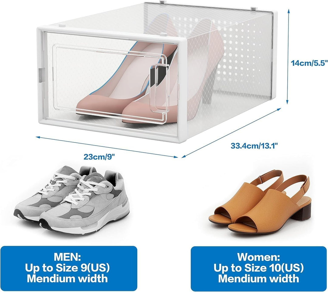 Schuh-Aufbewahrungsboxen, transparent, aus Kunststoff, stapelbar, Schubladen, vorne zu öffnen, 12 St