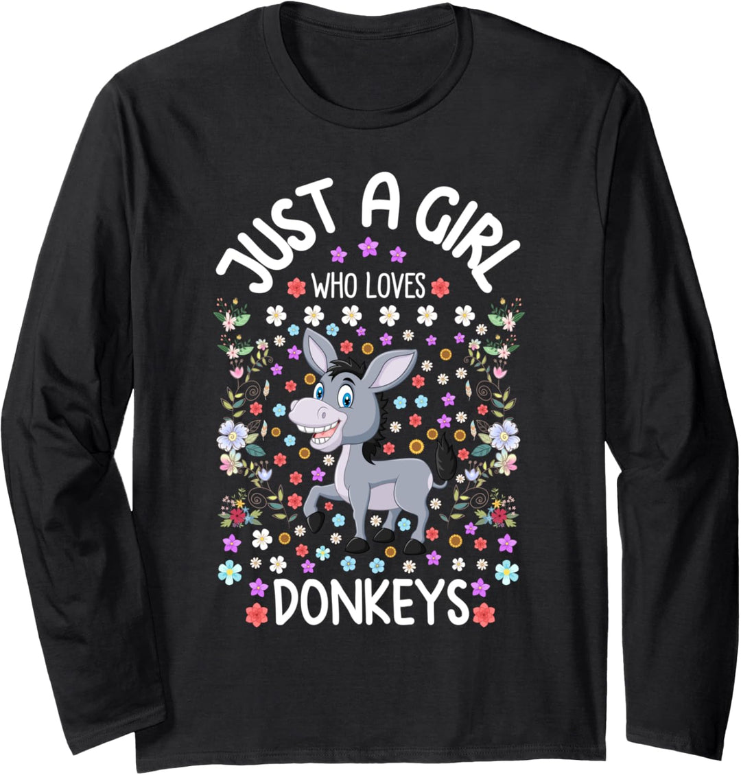 Just a Girl Who Loves Donkeys Cute Floral Gift Langarmshirt