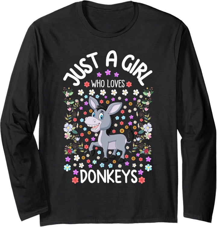 Just a Girl Who Loves Donkeys Cute Floral Gift Langarmshirt