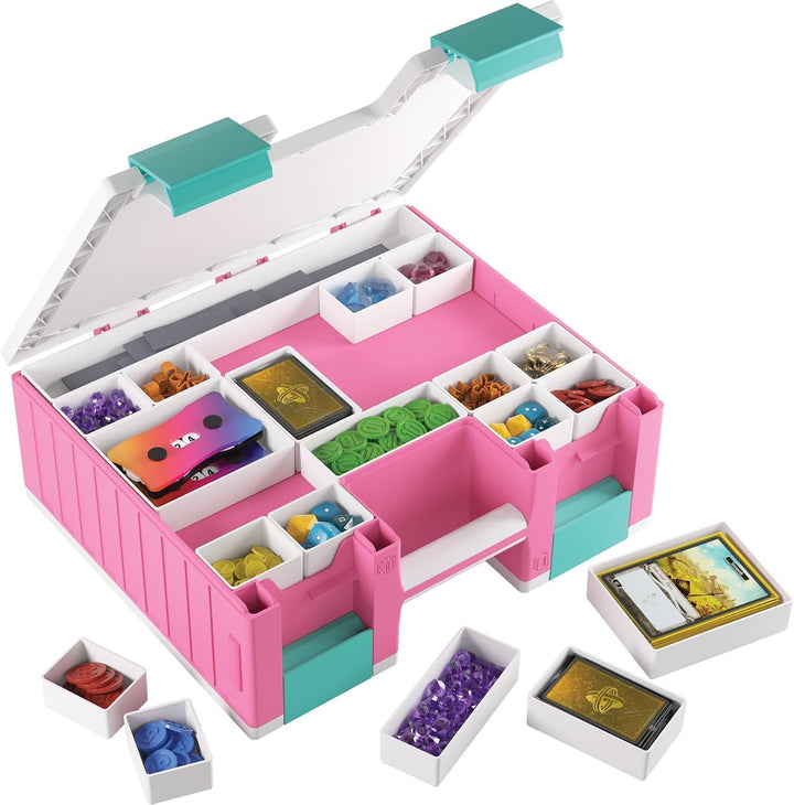Gamegenic, Game Castle Pink/White/Teal, Aufbewahrungstasche für Karten und Spielzubehör mit optional