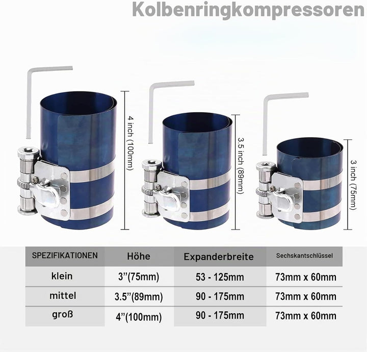 FreeTec Kolbenringspannband Satz Kolbenring Spannband Kolben Ring Zange Werkzeug Satz