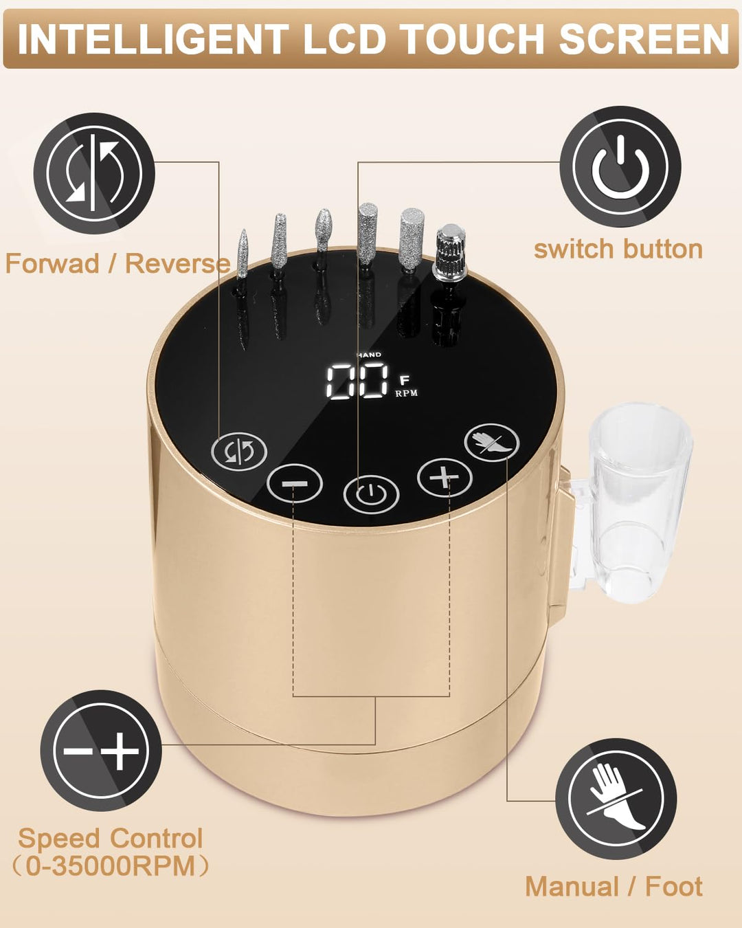 Nagelfräser Professionell, 35000RPM Nagelfräser für Gelnägel, Elektrische Nagelfeile, Maniküre Set E