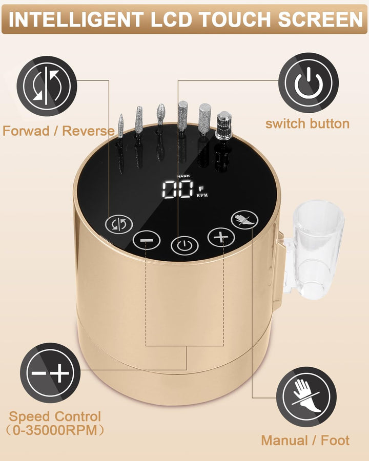 Nagelfräser Professionell, 35000RPM Nagelfräser für Gelnägel, Elektrische Nagelfeile, Maniküre Set E