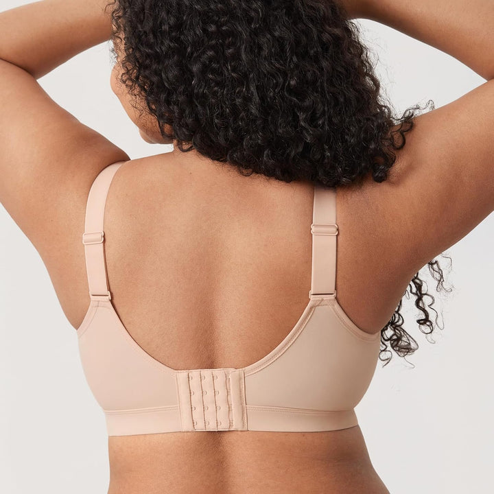 DELIMIRA Damen BH ohne Bügel Grosse Grössen Volle Abdeckung Glatter ohne Einlagen 75B Beige, 75B Bei