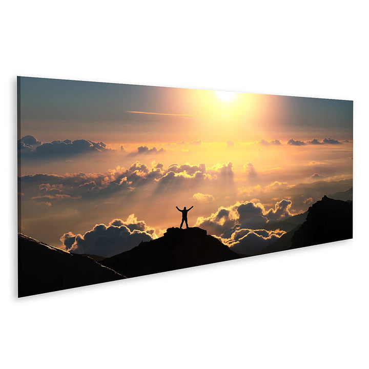 islandburner Bild auf Leinwand Person Auf Berggipfel Über Den Wolken Bilder Wandbilder Poster Leinwa