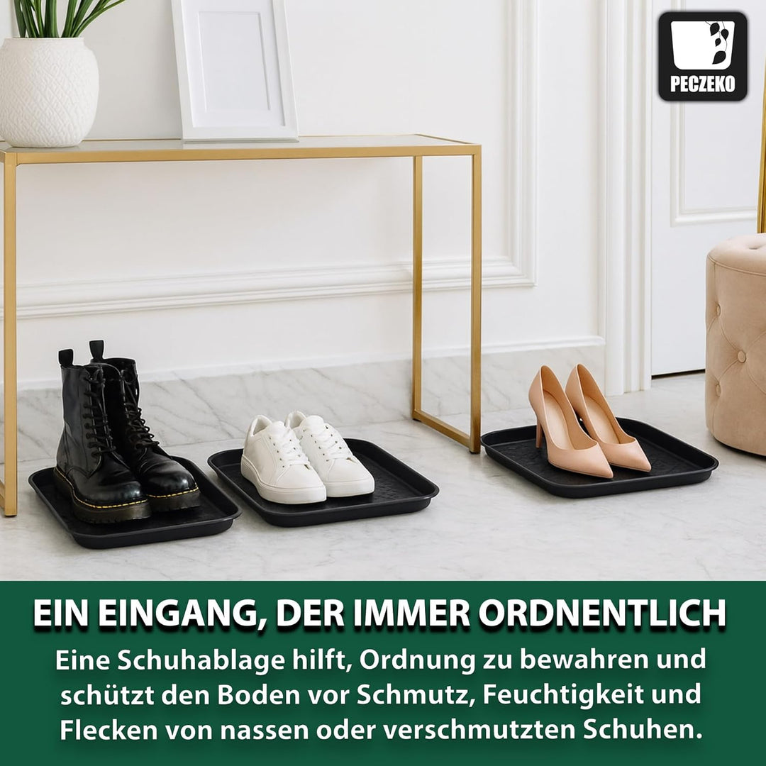 Schuhablage Schuhabtropfschale 3er Set – rutschfeste Schuhmatte Abtropfmatte aus Kunststoff, Schuhab
