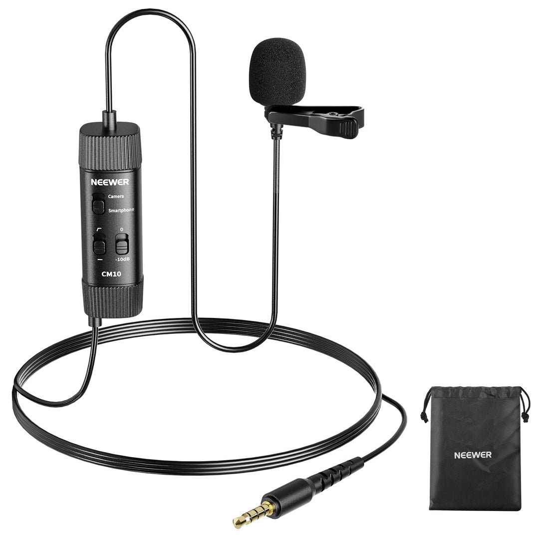 NEEWER 3,5mm TRRS Lavaliermikrofon, Plug & Play, Mini Kugelcharakteristik Kondensatormikrofon für Ka
