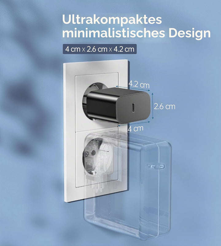 20W USB C Adapter, USB-C Ladegerät kompatibel mit i-Phone 17/16/15/14/13 Plus Pro Max Mini, i-Pad, A