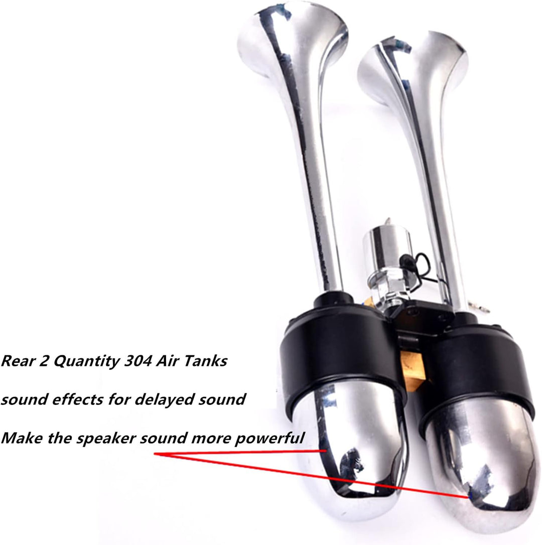 YIYIDA Air Horn Autohupe Schiffshupe Verlängern Sie den Ton Lufthupe Zinkchrom Doppelsilberlautsprec